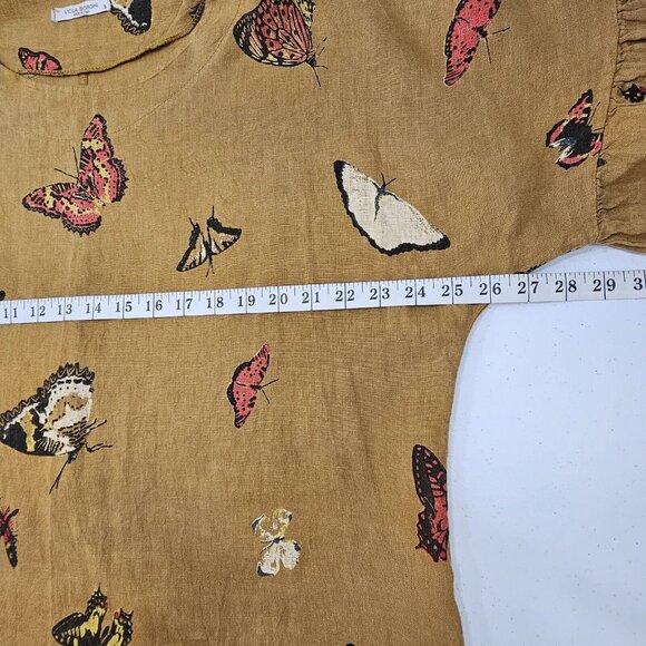 Viola Borghi Womens Linen Blouse Small Tan Boho Oversized Ethereal Baggy Relaxed - Picture 12 of 13